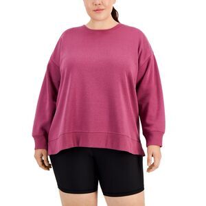 ID Ideology Plus Size Solid Crewneck Sweatshirt Purple Size 2X
